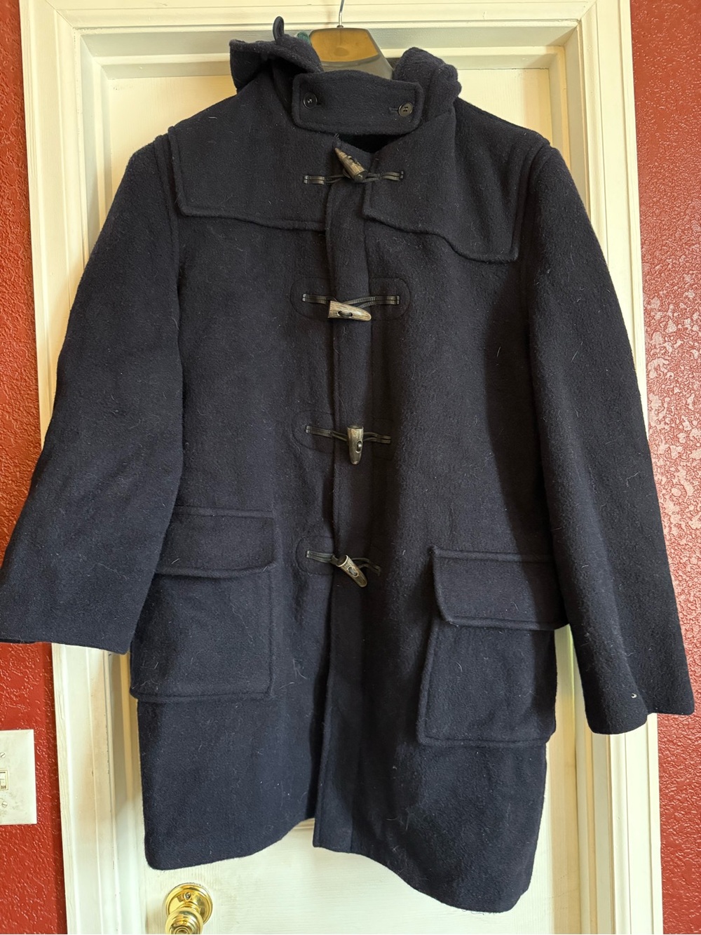 Vintage Brooks Brothers Navy Wool Toggle Duffle Coat with Hood